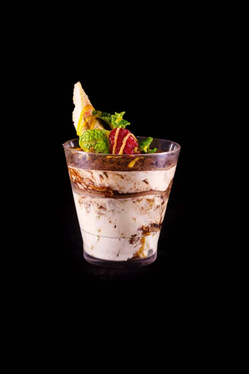 Red berry dessert cup on a black background - Dragonzay Photography