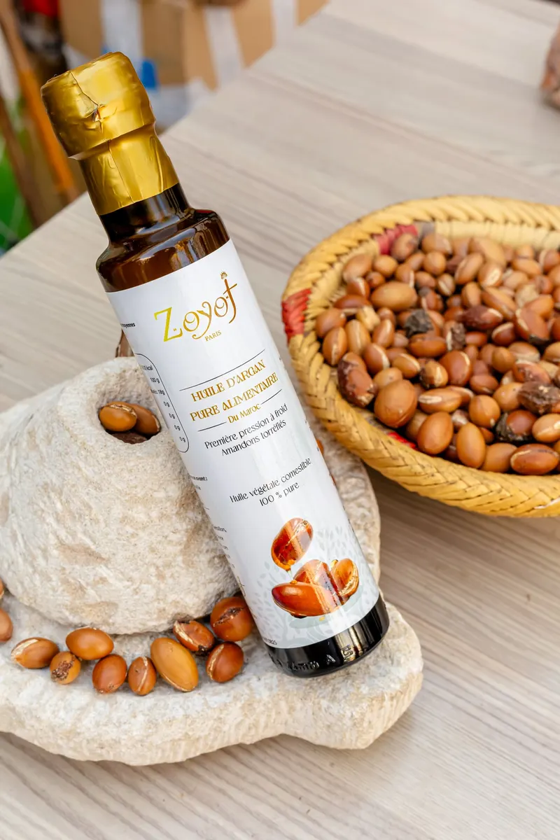 Zeyof argan oil bottle on argan seeds and nuts - Dragonzay Photography